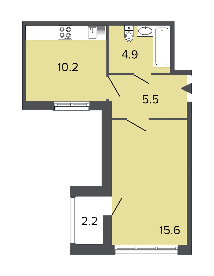 Однокомнатная квартира в : площадь 36.2 м2 , этаж: 2 – купить в Санкт-Петербурге
